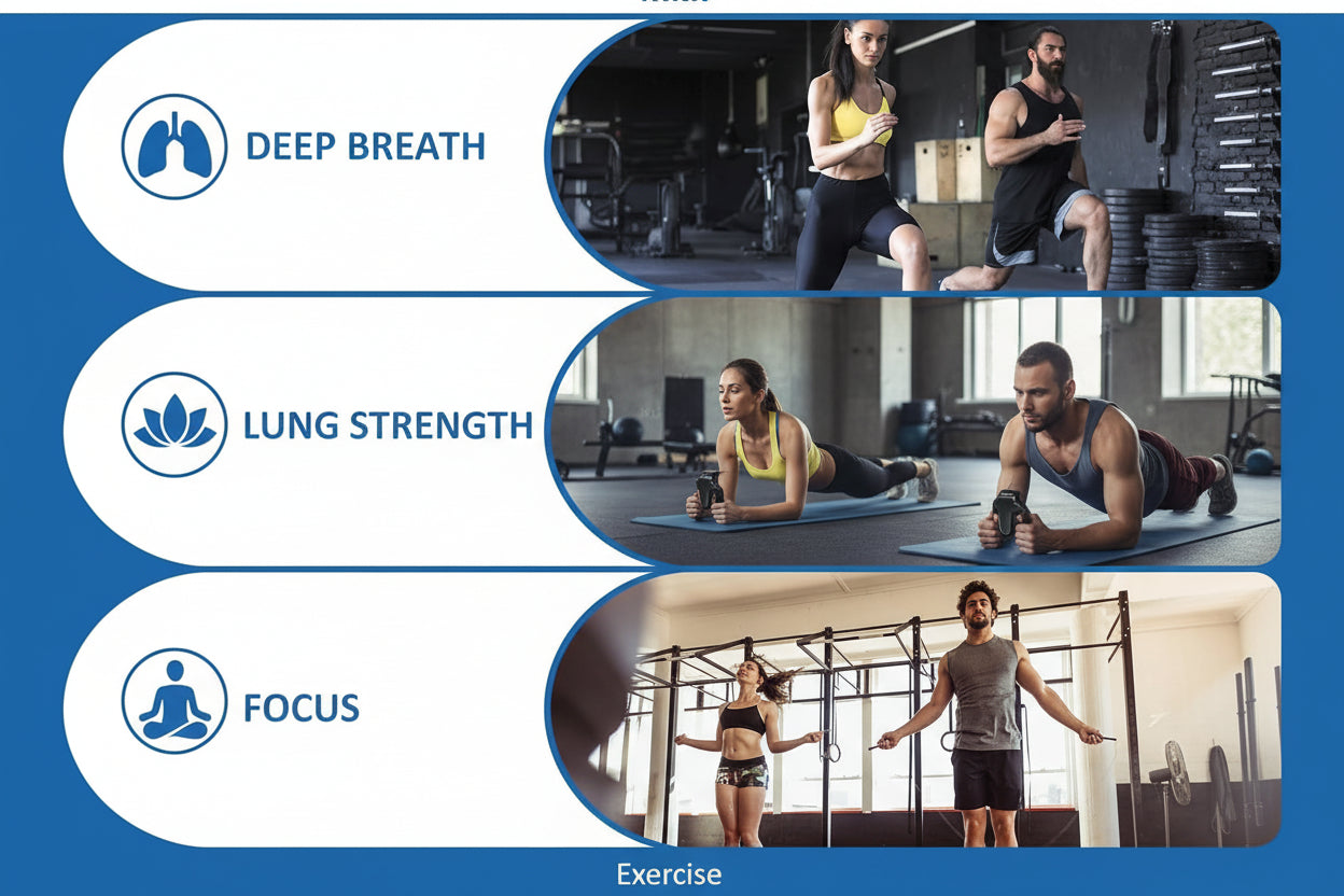 Breathing Trainer with Adjustable Resistance | Portable Respiratory Trainer with High-Grade Silicone | Compact Lung Exercise Device | Easy to Clean (Black)